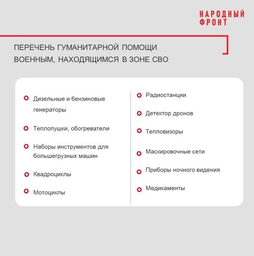 Народный фронт Тувы опубликовал перечень гуманитарной помощи для военнослужащих
