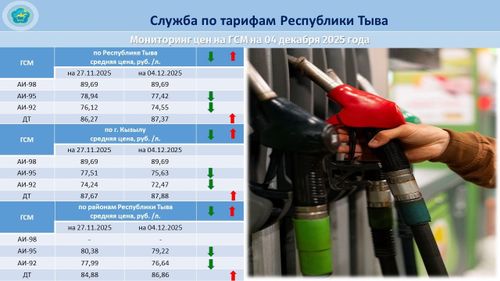 В Туве за неделю зафиксировано снижение цен на бензин и рост на дизельное топливо