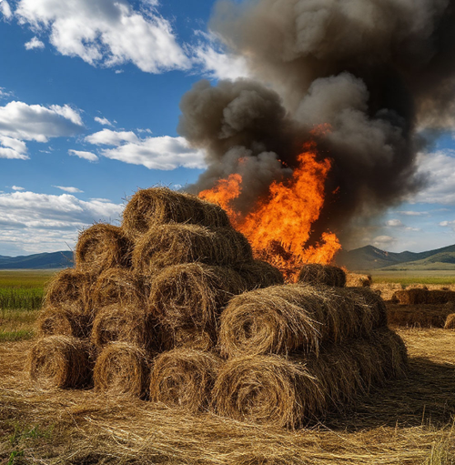 Неосторожное обращение с огнём привело к 13 возгораниям сена в Туве