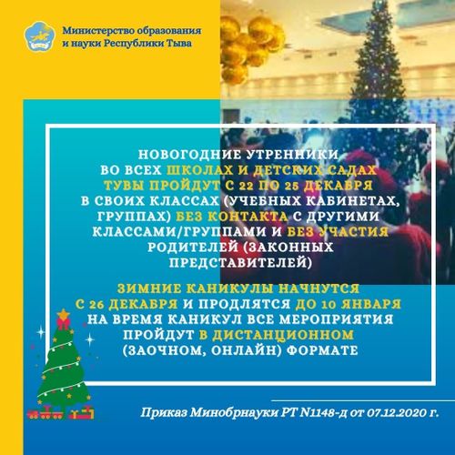 В школах Тувы отменены массовые новогодние утренники