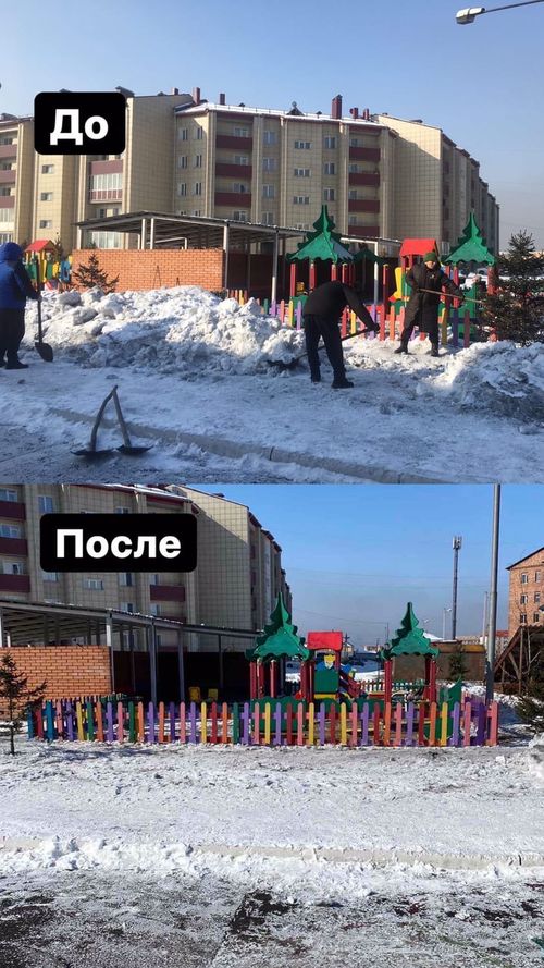 Отцы Кызыла вышли на уборку детских площадок