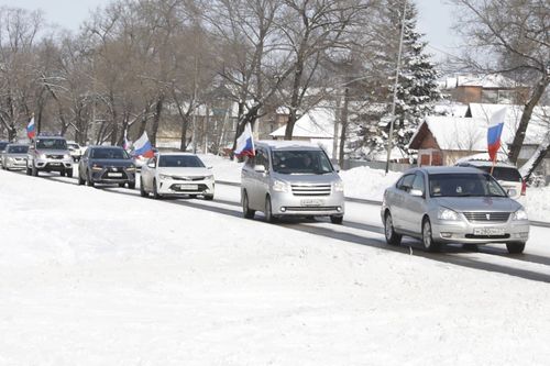 В Туве прошел автопробег в поддержку спецоперации России на Украине