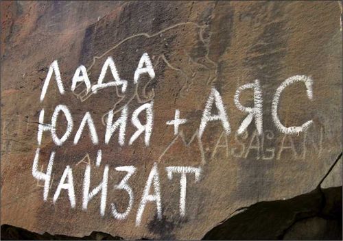 Аяс, Лада и Юлия уничтожают уникальный памятник наскального искусства